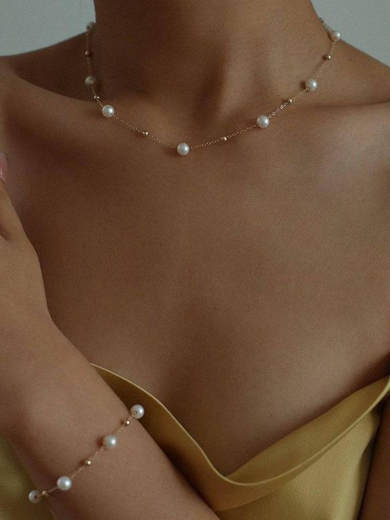 Silver & gold pearl necklace