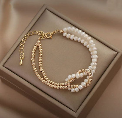 Crossed pearl bracelet